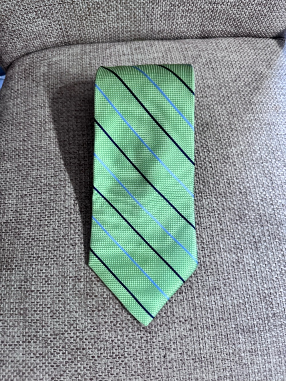 Izod Lime Green Tie with Black and Light Blue Stripes